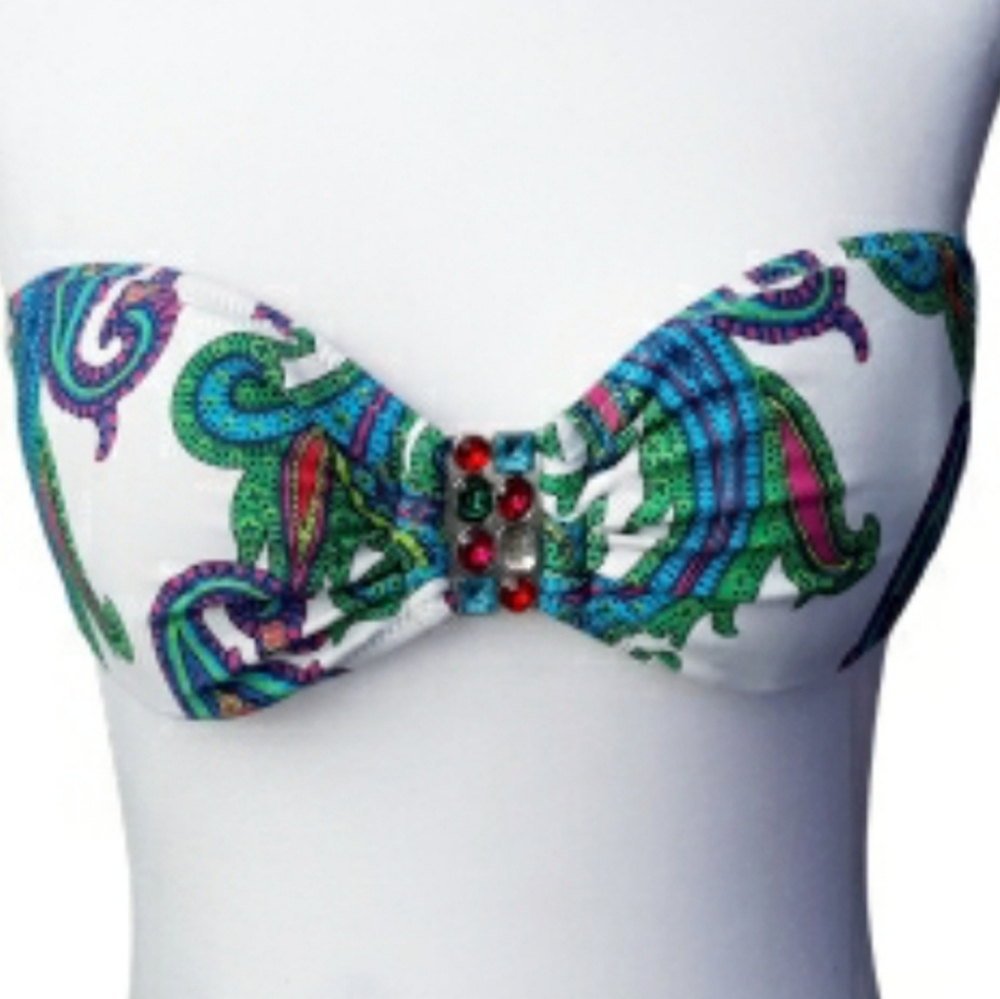ABS ALLEN SCHWARTZ 💋JEWELED BIKINI TOP